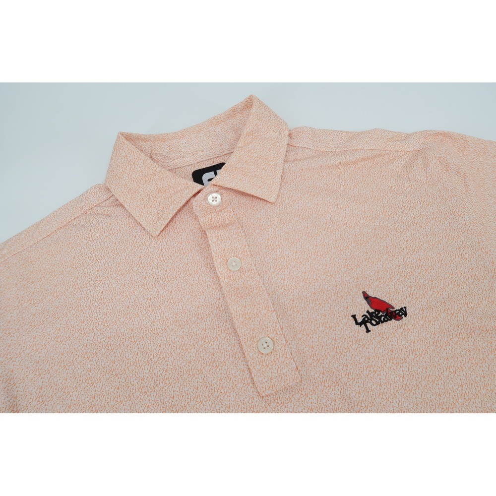 FootJoy Polo Shirt Mens Small Orange Geometric Lake Toxaway Golf Performance
